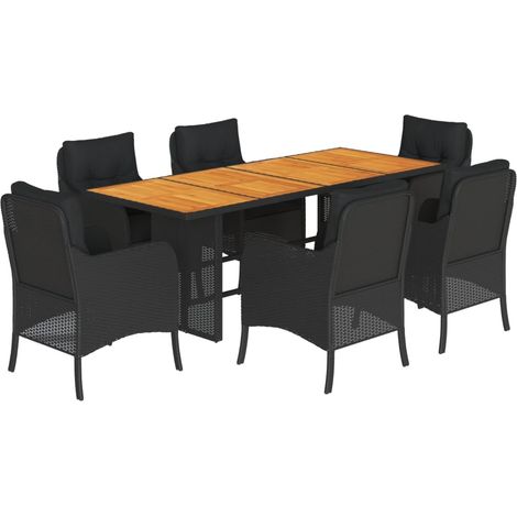 Maison Exclusive - 7-tlg. Garten-Essgruppe mit Kissen Schwarz Pol