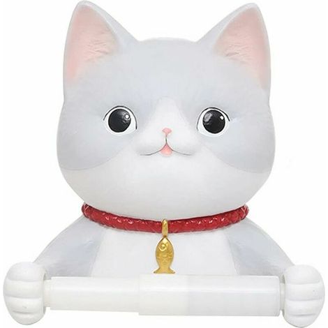 Creative Cat Toilet Paper Holder, Suitable for Bathroom or Kitchen, Wall-Mounted, Non-Punched, Toilet Paper Roll Tube Holder Toilet Paper Holder (Color : White) Paper Holder (1/5)