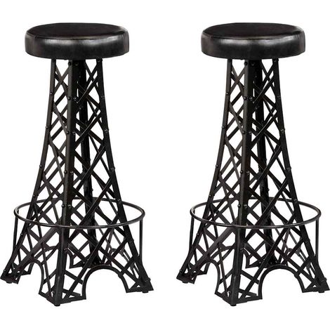 Lot de 2 Chaises de bar Tabourets de bar - Tabouret Haut Cuir véritable BV966265 - BonneVie (1/5)
