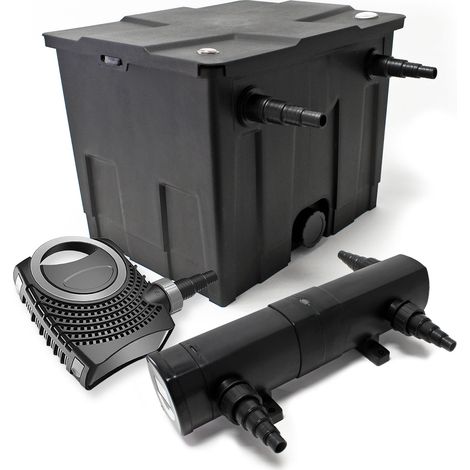 Wiltec Kit complet: CBF-350 Filtre de bassin jusqu'à 12000 L Biologique, NEO10000 SuperECO pompe de filtration 10000l/h 80W, CUV-236 lampe uv UVC Clarificateur avec 36W