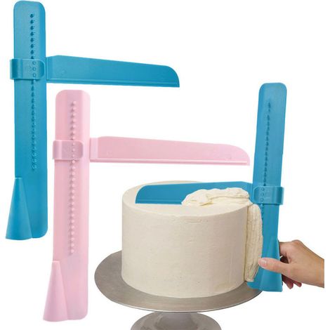 4 spatole regolabili per pasta di zucchero, livellatore per bordi di torte, raschietto, utensili per pasticceria fai da te (1/5)