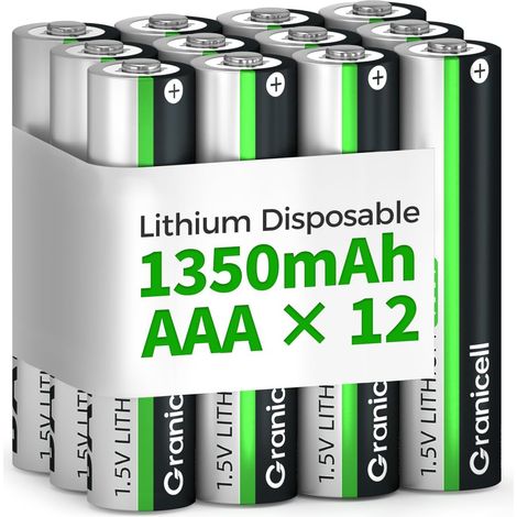 12 Batteries AAA Lithium - 1,5V Batteries Lithium Non Rechargeables - Spécialement développées pour Appareils Photo, Lampes de Poche, Jouets et Électronique Maison (1/5)