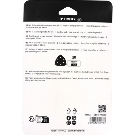 Tivoly • Kit 3 pezzi Lame Oscillanti per Multi Tool per levigatura
