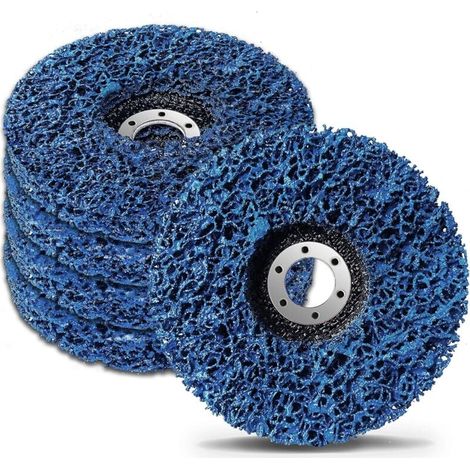 Disco de limpieza azul de 125 mm, disco decapante, disco abrasivo de tira de polietileno, removedor de óxido, disco de limpieza para amoladora angular. (1/4)