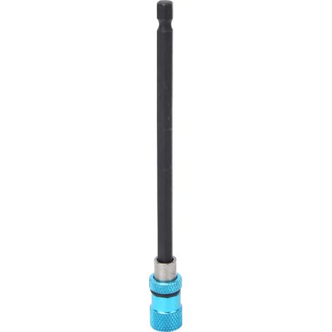 Porte-embout de tournevis magnétique à tige bleue 1/4 po, en acier inoxydable, à dégagement rapide, 150 mm (1/5)