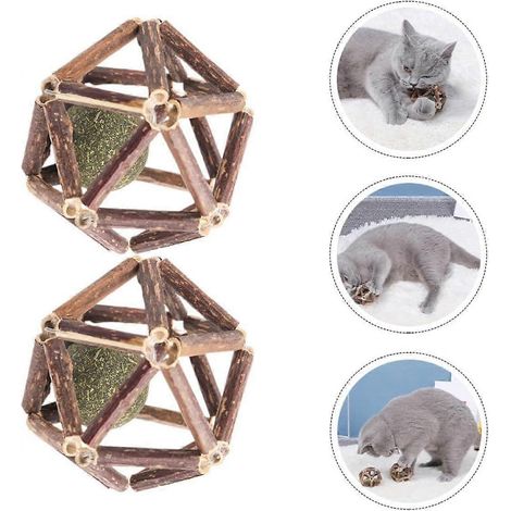 Bâtonnets à mâcher à l'herbe à chat pour l'hygiène dentaire des chats et chatons (2 pièces, matière synthétique). Un cadeau idéal pour votre animal de compagnie. (1/5)