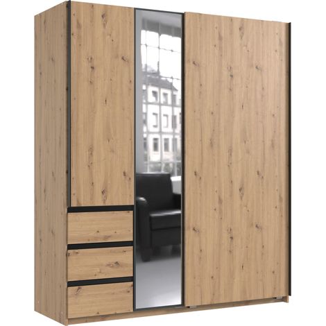 Mömax Schwebetürenschrank Adria Graphitfarben/Eiche Artisan (1/4)