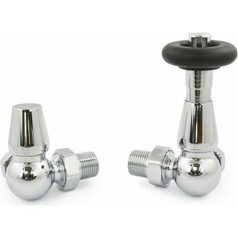West Jaguar TRV Corner Thermostatic Radiator Valve and Lockshield - Chrome (1/5)