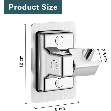 Support Pommeau de Douche, 360° Réglable Support Douche, ABS Plastique Accroche Pommeau de Douche Support Pommeau de Douche sans Percage, Adhésif For (1/2)