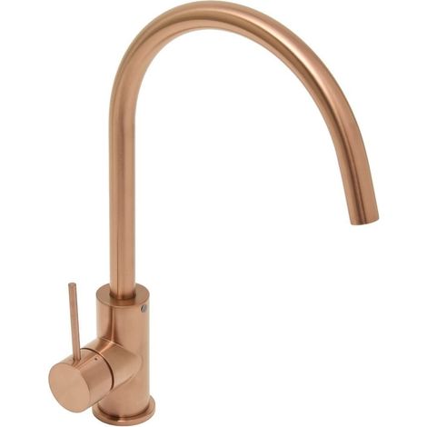 Swiss Aqua Technologies Mezclador de pedestal para fregadero Aurum de 36,3 cm con palanca y brazo giratorio, oro rosa cepillado (SATBAUR280BRG) (1/5)