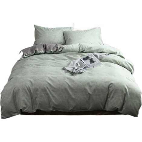 Ensemble housse de couette et taies, 2 pièces, coloris vert cacao clair, 135×200 cm + 2 taies (1/5)