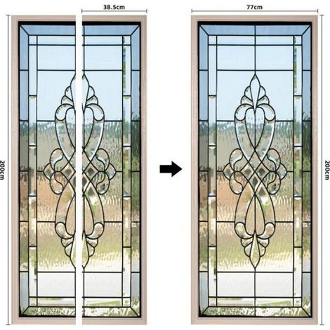 Vitrail Autocollant - 77 X 200 Cm - Pour Porte Mur Verre Meuble - Auto-adhésif Amovible - 2 Pièces (1/5)