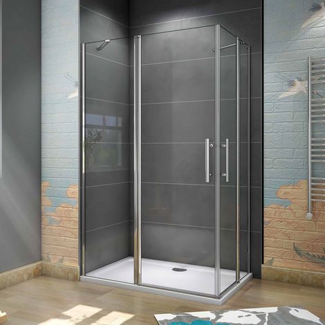 90X90X195cm Drehtür Falttür Schwenktür Eckeinstieg Dusche Duschabtrennung Duschkabine Duschtür 6mm Nano-glas (1/5)