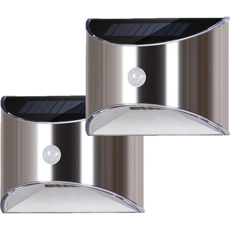 Solarbetriebene LED-Wandleuchte für Garten, Terrasse, Einfahrt, Zaun und Treppe, wasserdichte Edelstahl-Außenleuchte mit Bewegungsmelder, kaltweißes Licht.