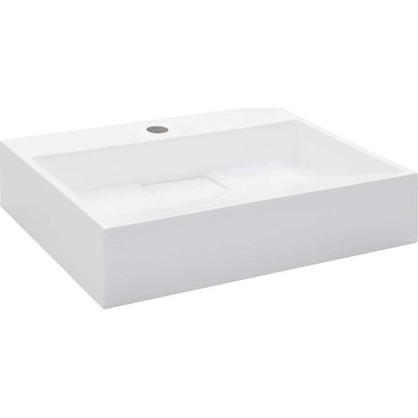 Waschbecken/Waschmuschel/Waschtisch 50 x 38 x 13 cm Mineralguss/Marmorguss Weiß (1/5)