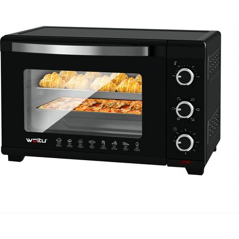 Woltu – Four électrique 32L 1600W – Minuterie 60 min – Température 100-230°C – Porte double vitrage – Idéal pour cuisson rapide