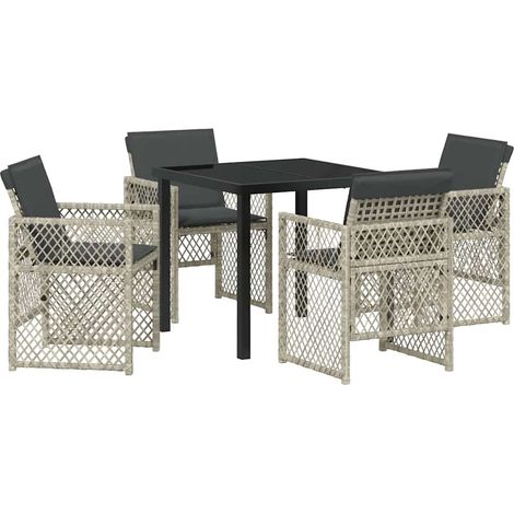 Conjunto de Comedor de Jardín 5 pcs Gris Claro ratán sintético vidaXL (1/5)