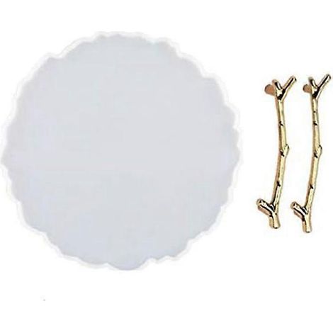 Résine époxy pour débutants, assiette à fruits de 25 cm avec 2 poignées dorées (1/5)