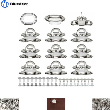 Ovale Ösen, Drehverschluss, vernickelte Messing-Drehkreuzabdeckung mit Niete und Niete für DIY-Bastelzubehör, Handarbeit, Ledertaschen-Hardware, H100 (1/5)