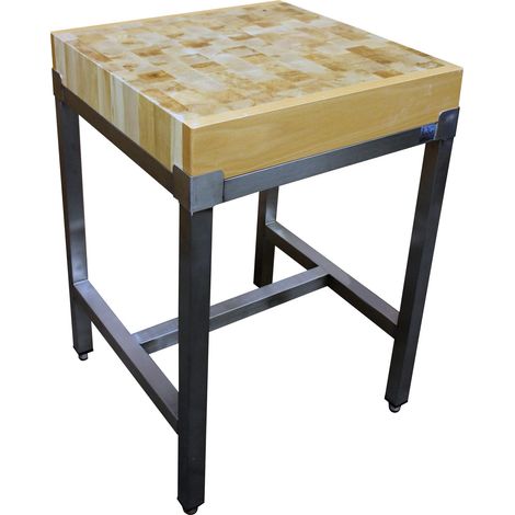 Billot Bois 500X500X100 MM sur Pietinement Inox