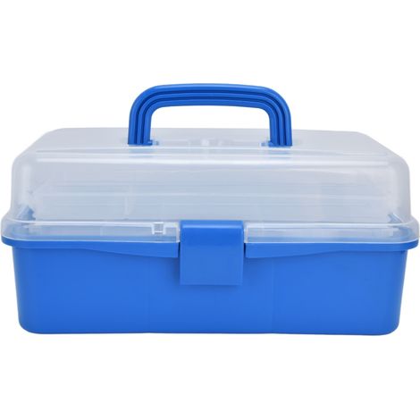 Boîte de rangement en plastique, organisateur d'outils portatif pliable à 3 couches avec couvercle Transparent