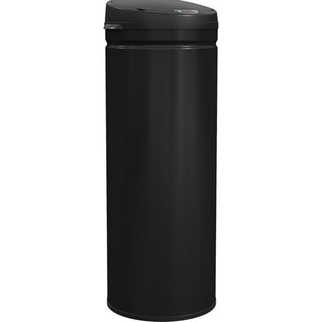 Poubelle à capteur 50 L en acier inoxydable avec fermeture douce, ouverture sans contact, finition noire (1/5)