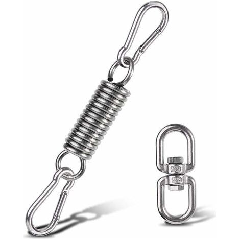BUNTHAUS Kit de Suspension pour Hamac, Ressort pour Chaises-Hamac avec Mousquetons et Anneau Rotatif, Accessoire pour Chaise Hamac, pour Chaises de Porche Balançoires à Suspendre Crochets de Suspensio (1/5)