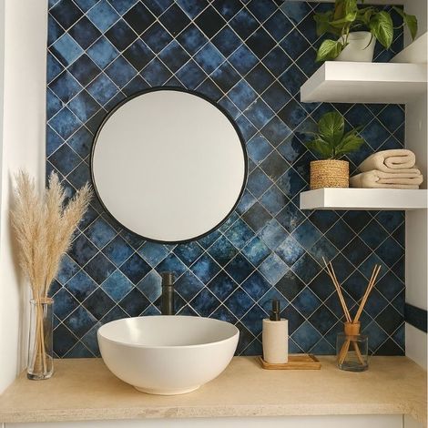 Véritable Zellige Marocain Bleu Magic N 37 10x10 cm - Paquet de 0,5 m² - Ti'ma Stone (1/5)