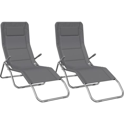 Maison Exclusive - Lettini 2 pz Grigi Textilene e Acciaio Verniciato a Polvere