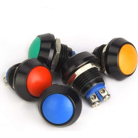 Interrupteur de Réinitialisation à Bouton-poussoir étanche IP65, 12mm, 3A/250VAC, 5 écrous pour Projets de Bricolage (1/4)