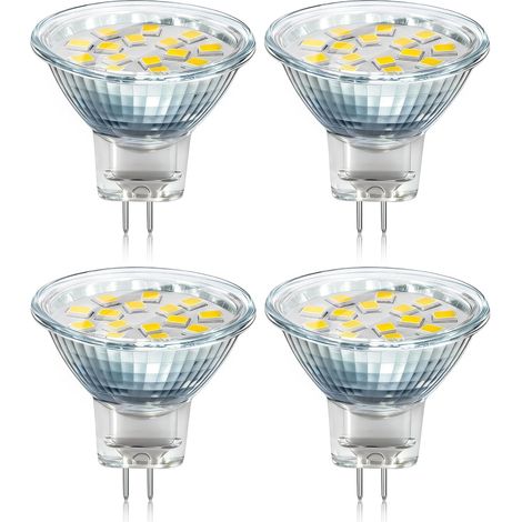 MR11 GU4 LED 2W Blanc Chaud 3000k, 120° 250LM, Halogène MR11 10W 20W Équivalent, AC DC 24V 12V Spot LED Encastrable GU4 35mm pour Meuble Cuisine Camper, non-dimmable, lot de 4 (1/5)