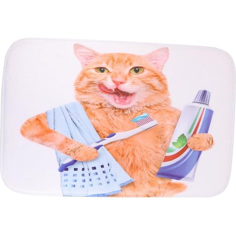 Tapis de sol PC Cartoon Cat à motif chat, paillasson d'entrée, tapis de maison, tapis de cuisine (1/5)