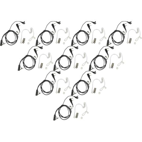 vhbw 10x Headset kompatibel mit Kenwood TH-G71A, TH-G71, TH-G71E, TH-F7E, TH-F7 Funkgerät - schwarz, Transparenter Akustikschlauch