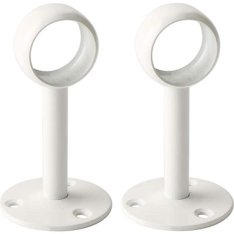 Barra de cortina de techo de acero inoxidable blanco brillante, 2 piezas, soporte para riel de armario para tubo redondo de 25 mm de diámetro (1/4)