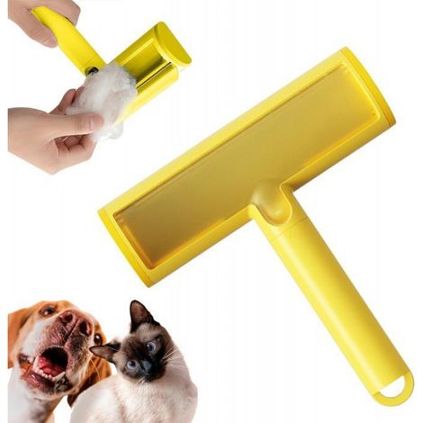Épilateur réutilisable pour animaux de compagnie, rouleau anti-peluches réutilisable pour poils de chat et de chien, jaune (1/4)