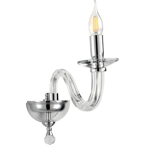 Applique 12 cm RAVEL 1 luce in vetro lavorato a mano Cromo (1/2)