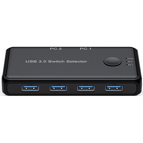 Commutateur KVM USB, hub USB 3.0 2 entrées/4 sorties, partage de connexion entre 2 PC et 4 périphériques USB, 2 x 4 ports USB 3.0, 5 Go (1/4)