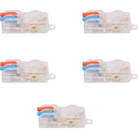 Lot de 5 connecteurs à levier pour câbles, répartiteur en T à 2 ports, câblage rapide, bornier à insertion rapide, T22A 250V 32A (1/5)
