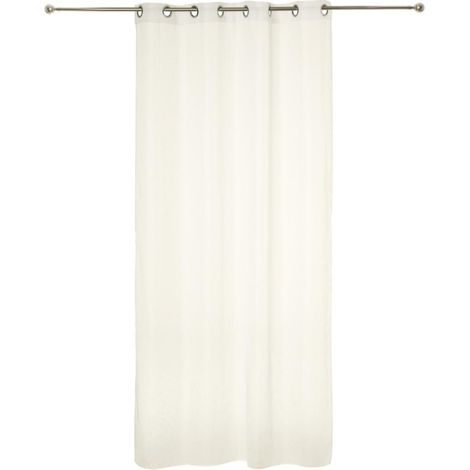 Atmosphera – Voilage à rayures blanc ivoire 140x240cm – 100% polyester – 8 œillets pour installation facile – Décoration élégante et lumineuse