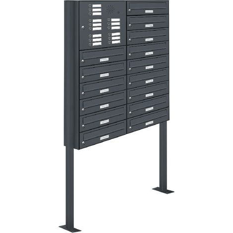 15er Briefkasten Standanlage Freistehend RAL 7016 Anthrazit Klingel (1/5)