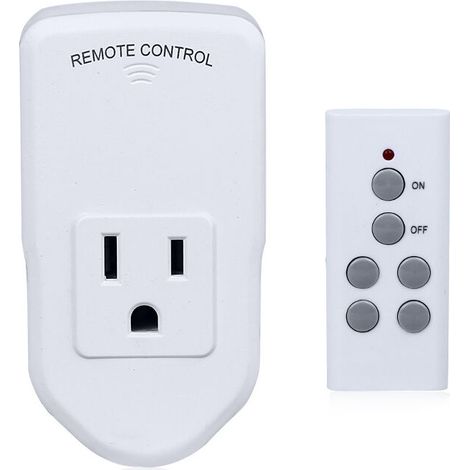 Presa di corrente wireless con telecomando, adatta per lampade, ventilatori, luci decorative, piccoli elettrodomestici, lungo raggio, bianca, 10A/1200W, 1 telecomando + 1 presa (senza (1/4)