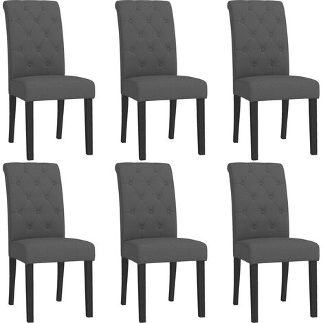 Lot de 6 chaises de Salle à Manger - HOMCOM - Chaise de cuicine - Lin - 47x61x101cm - Noir (1/5)