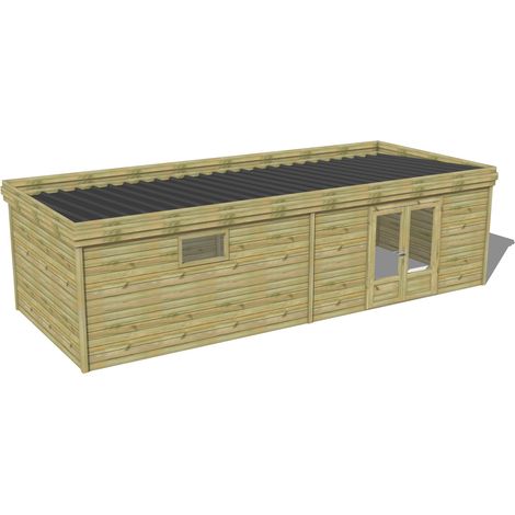 ABRI DE JARDIN bois traité 27mm, 9,1x3,4m, 31m2