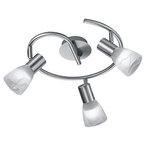 VISTO PLAFONIERA 3 SPOTS METALLO ACCIAIOCON VETRI ALABASTRO D. 30CM. incl. 3x E14 LED, 3,5W · 3x 320lm, 3000K (1/4)