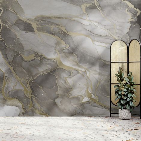 Papier peint panoramique Marble 300 x 280cm Gris, or (1/5)