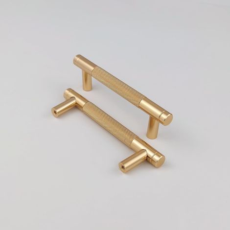 Lot de 2 Poignées Dorées Modernes Entraxe 96mm, Poignées Vintage pour Armoires de Cuisine et Coiffeuses (1/5)