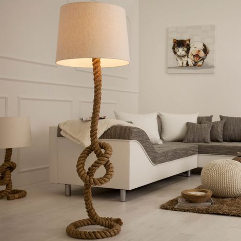 Stehlampe Wohnzimmer 160 cm Tau Leinen dekorativ E27 Stehleuchte (1/5)