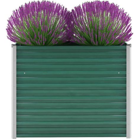 Garten-Hochbeet,Blumenkasten,Pflanzkasten Balkon, Terrasse, Garten Verzinkter Stahl 100x40x77 cm Grün VMEC759377 (1/5)