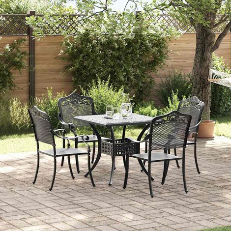 Gartentisch Set 5 pcs Schwarz Gussaluminium (1/5)