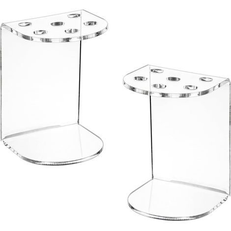 Lot de 2 organiseurs de ciseaux en acrylique transparent à 6 trous pour salon de bureau, accessoires de coiffure, support de rangement pour ciseaux (1/4)